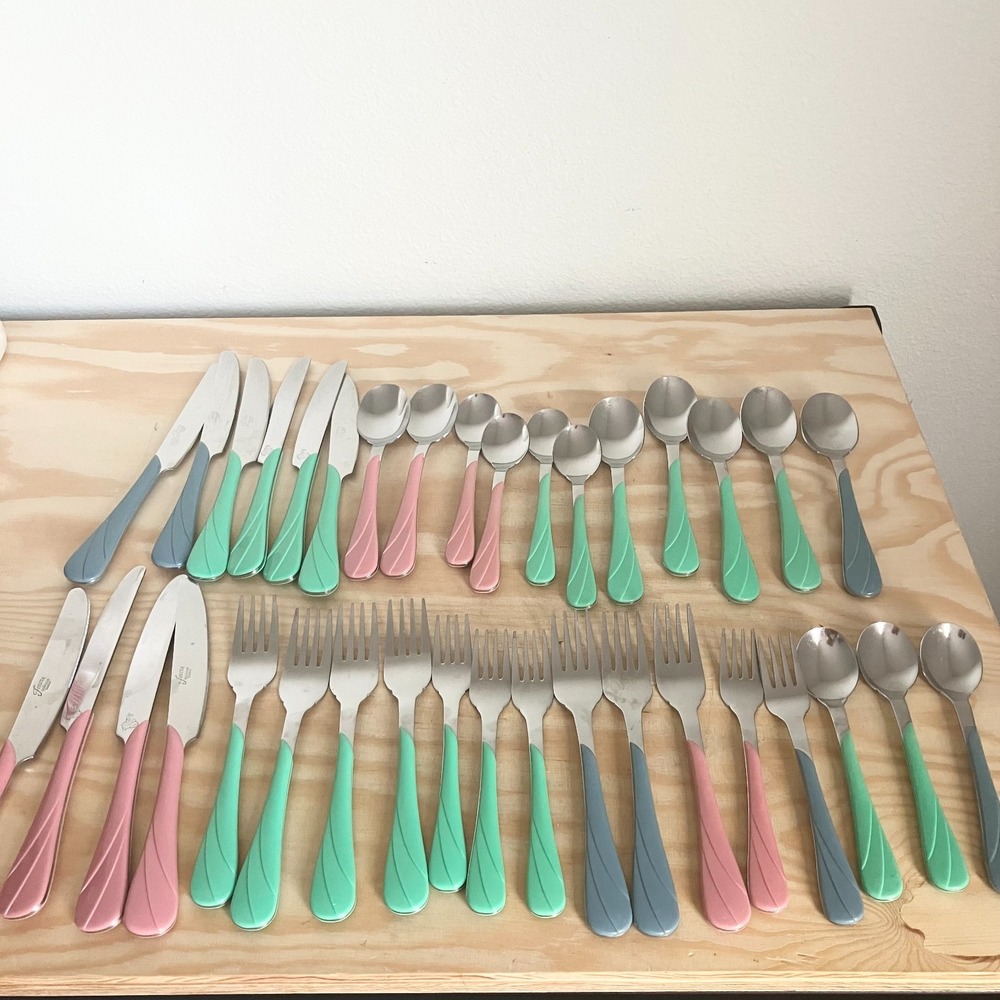 FiestaWare Multi Color Swirl 36 Piece Mixed Lot Flatware Silverware